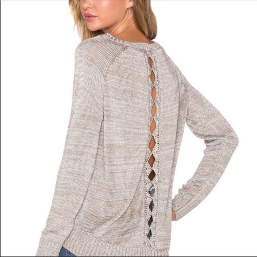 Amuse Society Brooke Sweater Metallic Silver Small